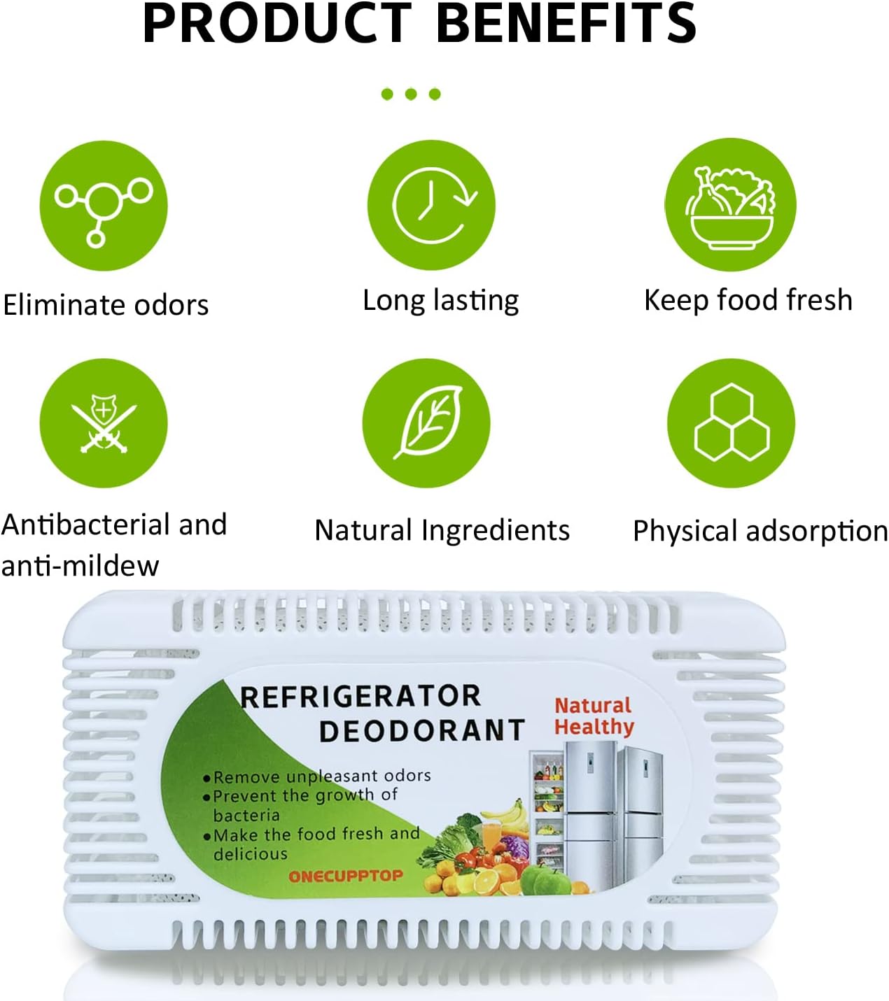 Refrigerator Deodorizer Fridge and Freezer Odor Eliminator, Activated Carbon Smell Remover and Moisture Absorber