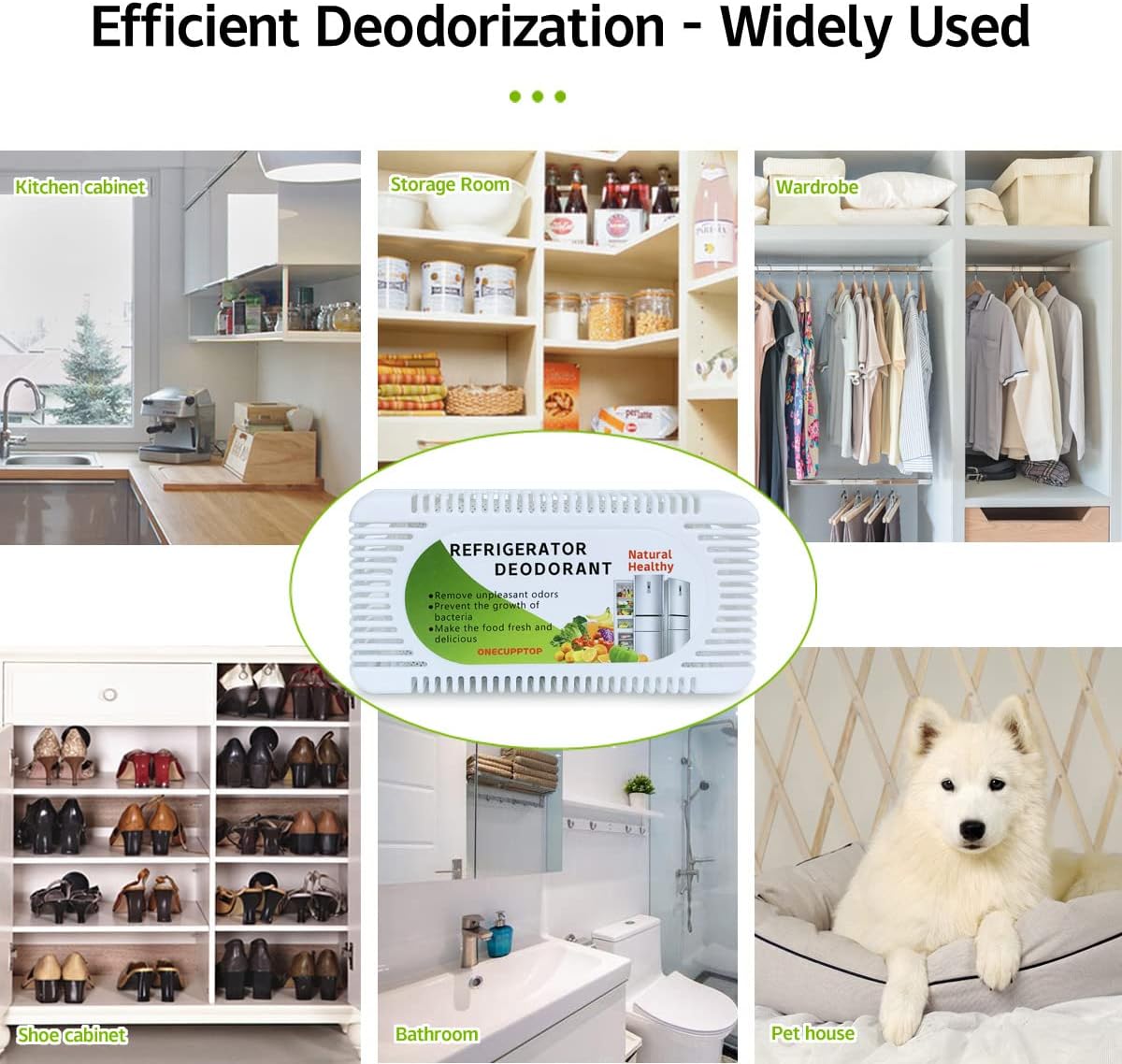 Refrigerator Deodorizer Fridge and Freezer Odor Eliminator, Activated Carbon Smell Remover and Moisture Absorber