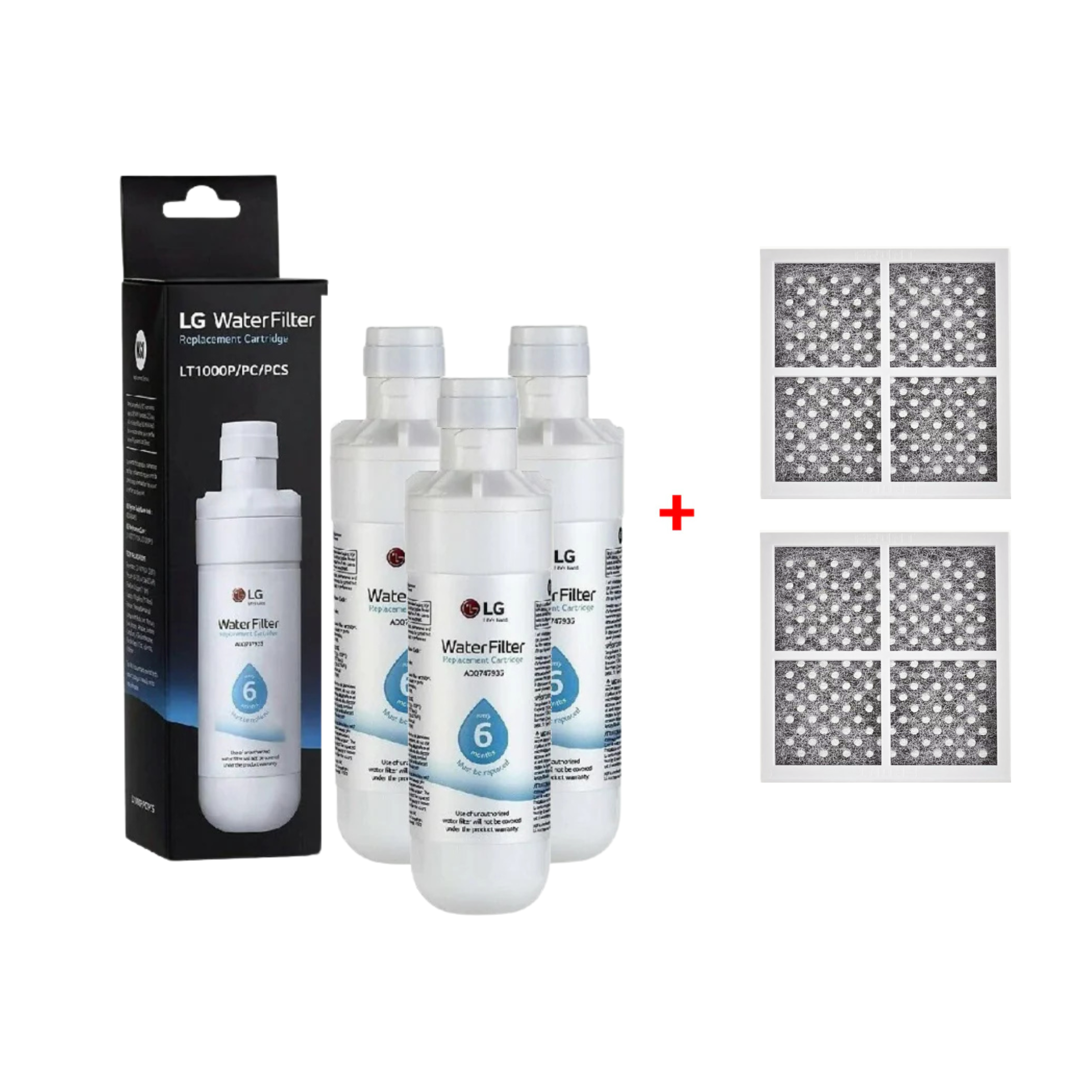 5-Pack LG Combo Includes 3-Pack LT-1000 Replacement Refrigerator Water Filters + 2-Pack 120 Replacement Air Filters