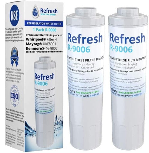4-PACK Refresh R-9006 Replacement Refrigerator Water Filter for UFK8001 / WF295 / WSM-2