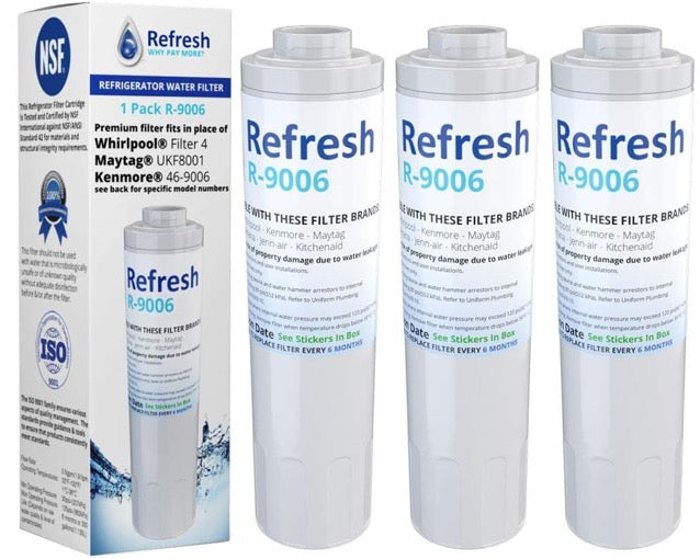 4-PACK Refresh R-9006 Replacement Refrigerator Water Filter for UFK8001 / WF295 / WSM-2