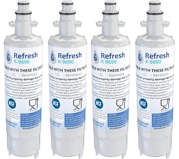 Refresh R-9690 Replacement Refrigerator Water Filter Compatible with Kenmore 46-9690, ADQ36006102 and LG LT700P, ADQ36006101