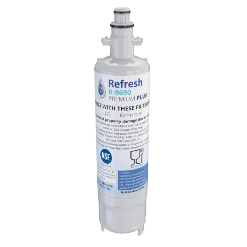 Refresh R-9690 Premium Plus Replacement Refrigerator Water Filter Compatible with Kenmore 46-9690, ADQ36006102 and LG LT700P, ADQ36006101