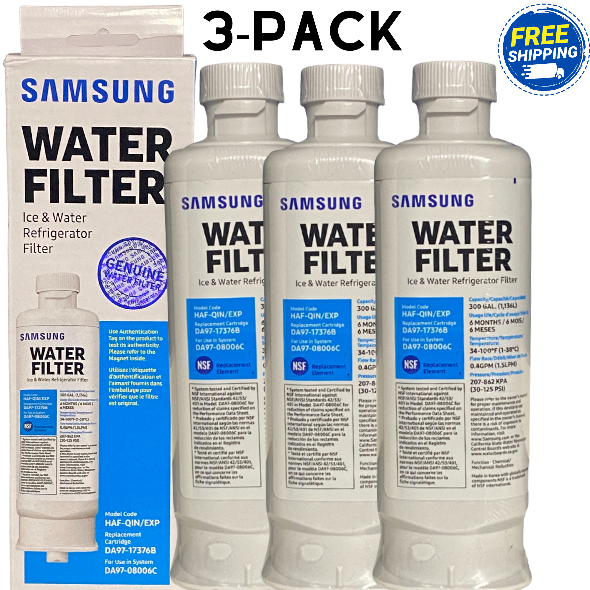 Samsung Genuine Refrigerator Water Filter for Samsung DA97-17376B / HAF-QIN / HAF-QIN/EXP