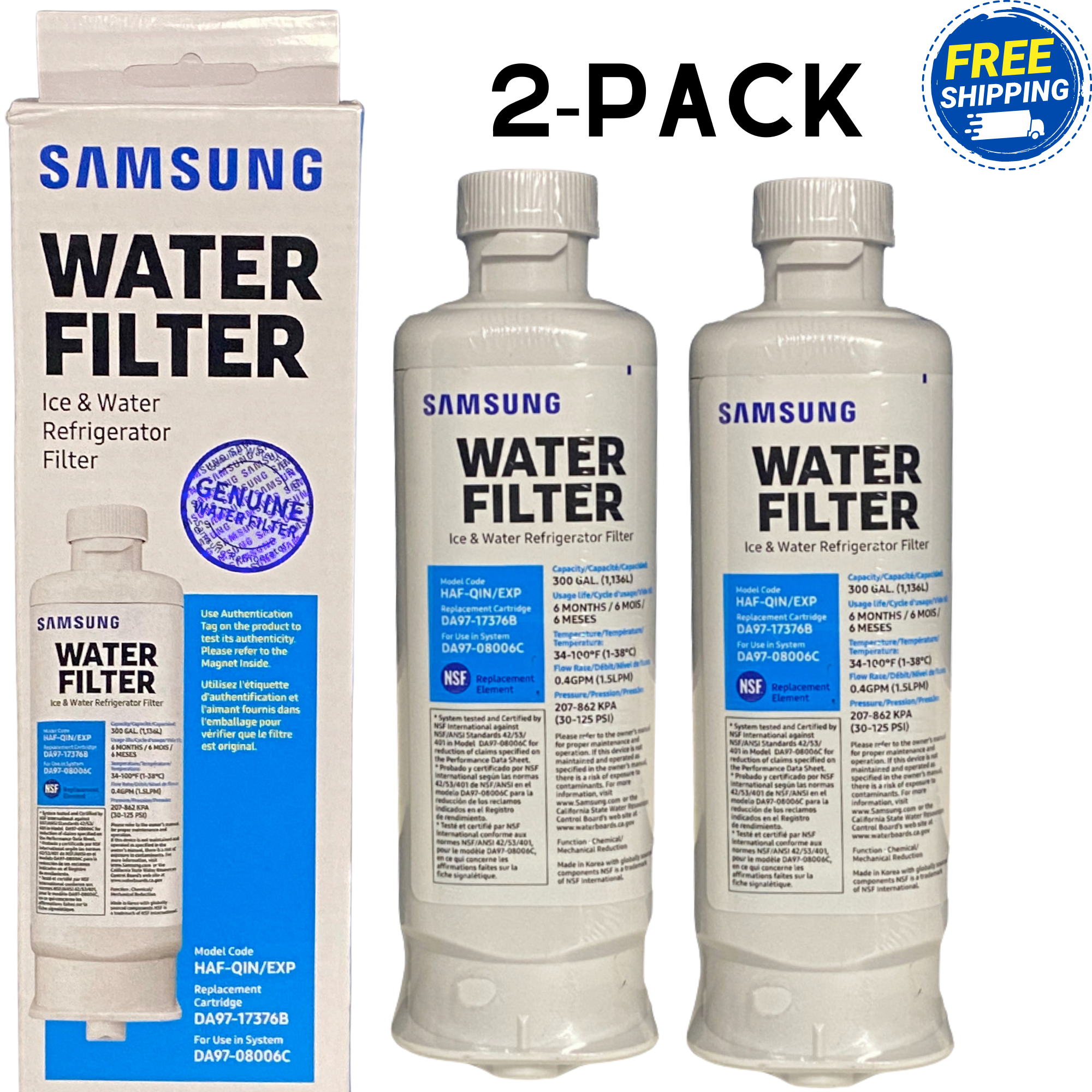 Samsung Genuine Refrigerator Water Filter for Samsung DA97-17376B / HAF-QIN / HAF-QIN/EXP