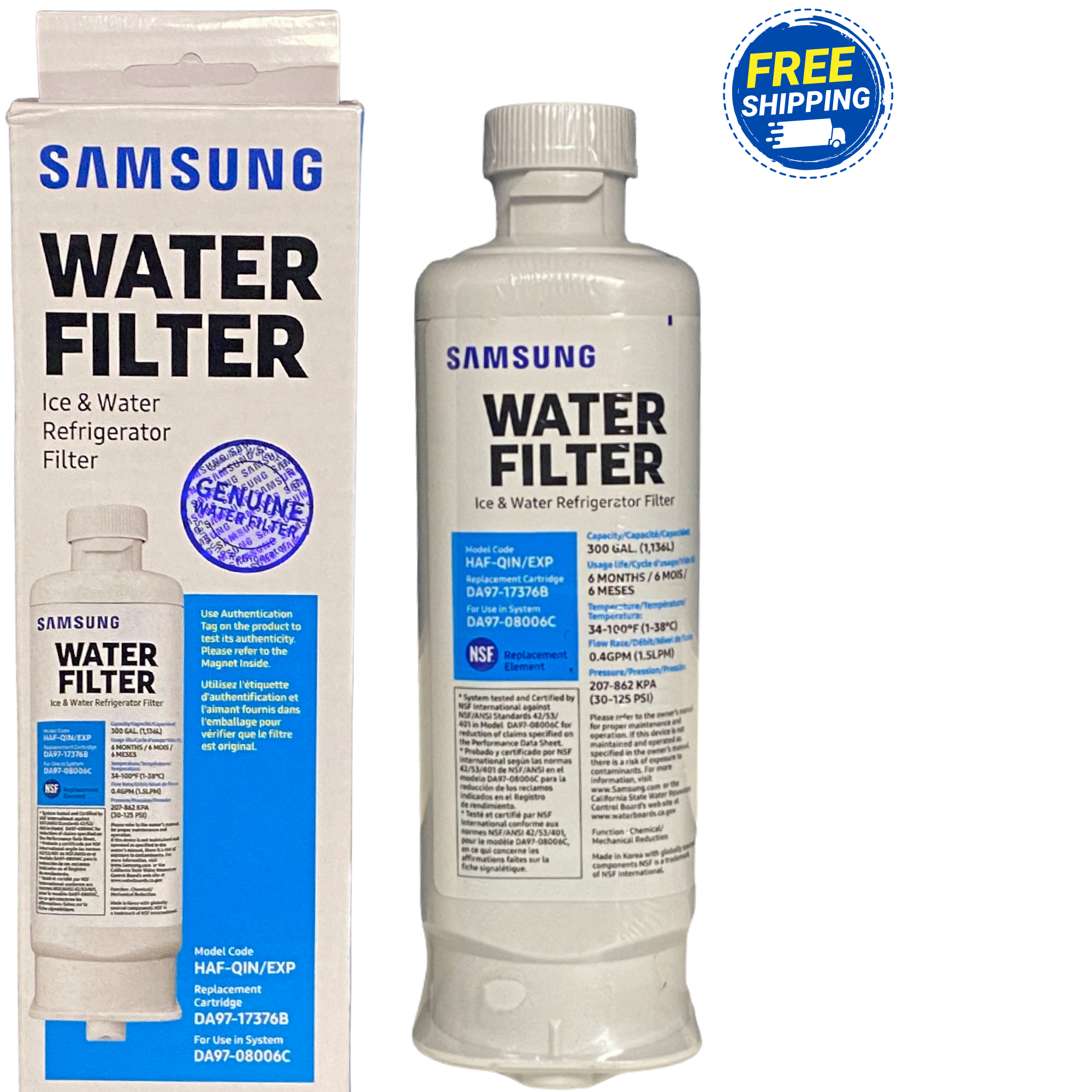 Samsung Genuine Refrigerator Water Filter for Samsung DA97-17376B / HAF-QIN / HAF-QIN/EXP