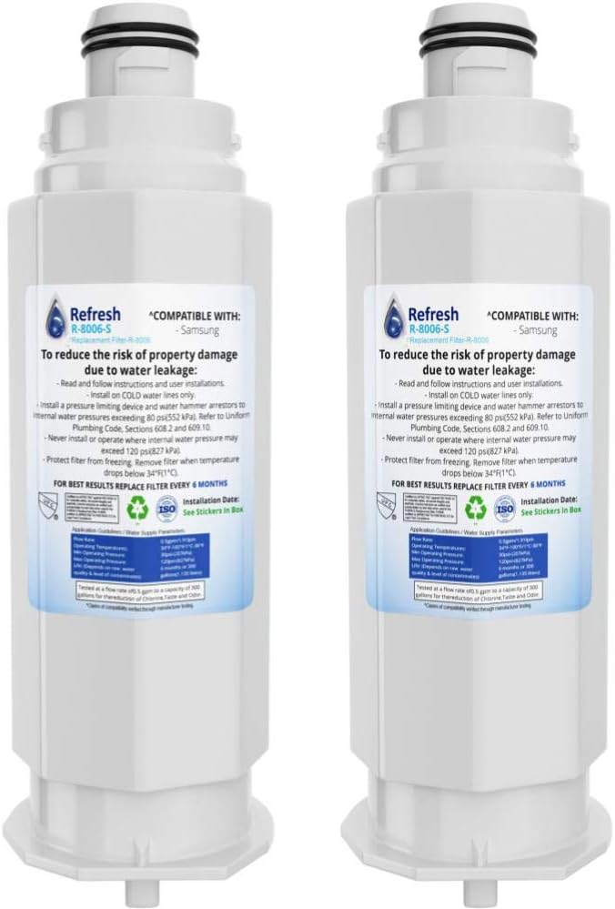 Refresh R-8006-S Replacement Refrigerator Water Filter for Samsung DA97-17376B, DA97-08006C, HAF-QIN, HAF-QIN/EXP, RF23M8070SG, BRF425200AP