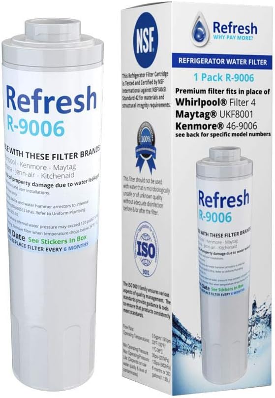 4-PACK Refresh R-9006 Replacement Refrigerator Water Filter for UFK8001 / WF295 / WSM-2