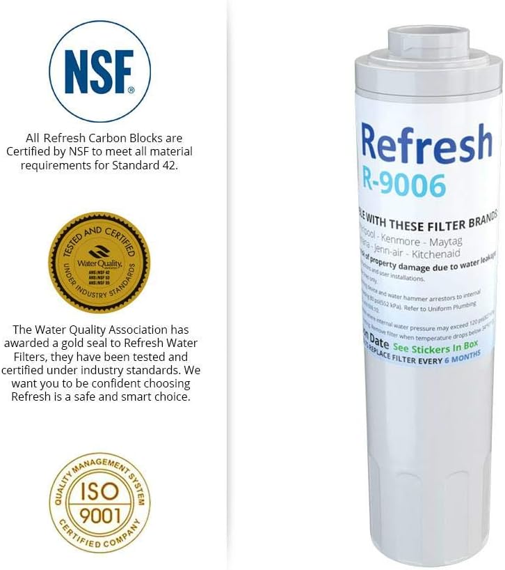 Refresh R-9006 Replacement Refrigerator Water Filter for UFK8001 / WF295 / WSM-2