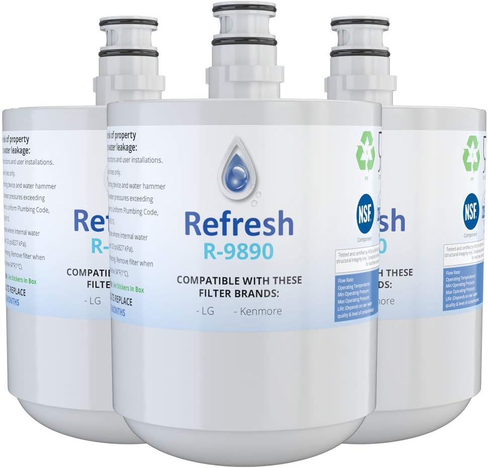 Refresh Replacement Refrigerator Water Filter Compatible with LG LT500P, 5231JA2002A, 5231JA2002A-S, ADQ72910901, ADQ72910902, ADQ72910907 and Kenmore 46-9890 Refrigerator Water Filter