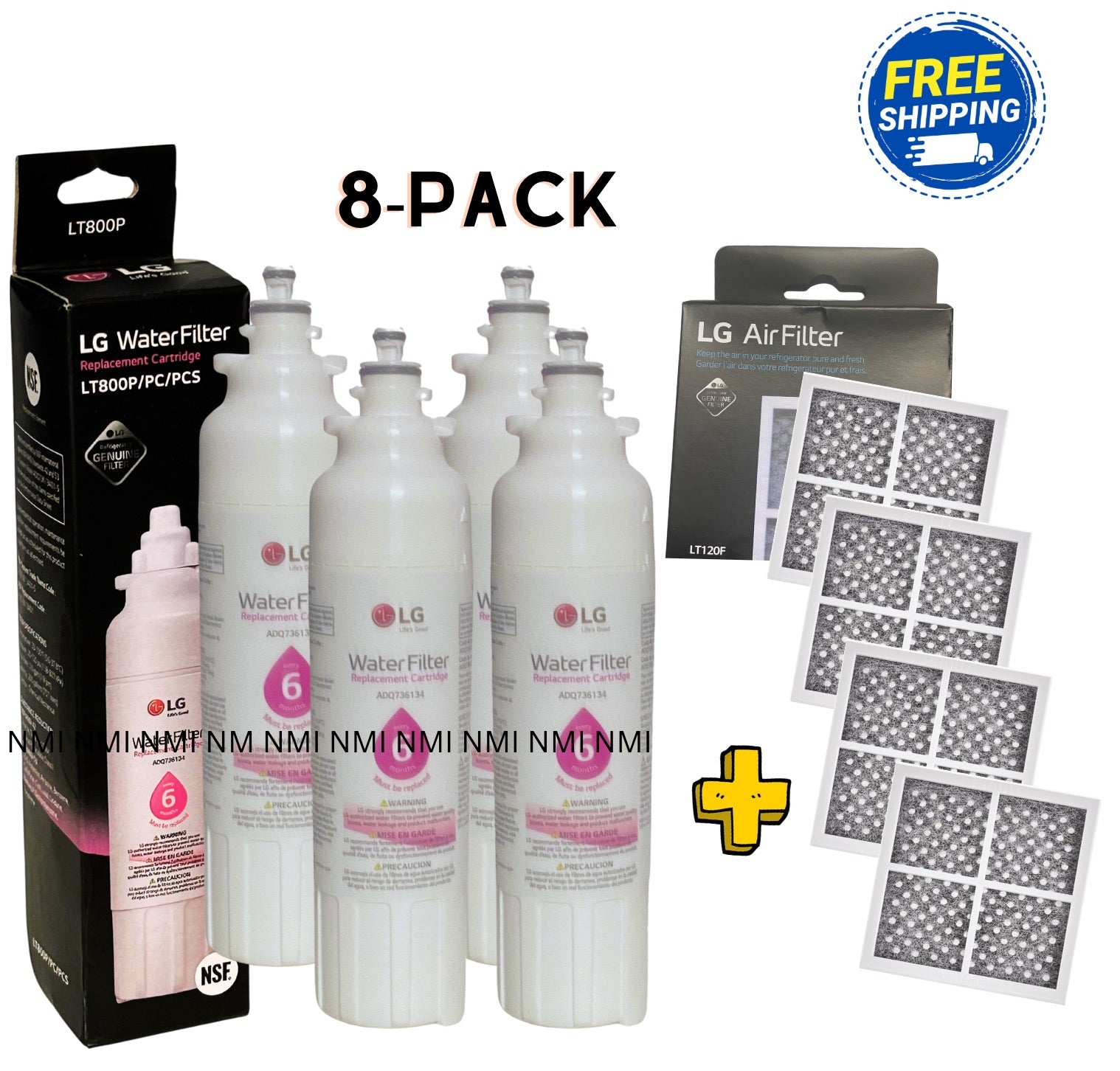 8-Pack Combo Includes 4-Pack LT-800 Replacement Refrigerator Water Filters + 4-Pack 120 Replacement Air Filters (Copy)