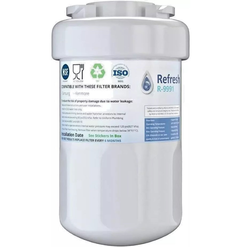 Refresh R-9991 NSF-53 Premium Plus Replacement Refrigerator Water Filter Compatible with GE Smartwater MWF GWF, MWFP, MWFA and Kenmore 46-9991, 469991, 9991 Refrigerator Water Filter