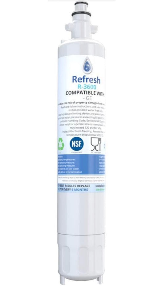 Refresh Replacement Refrigerator Water Filter Compatible With GE RPWF, R-3600 and FILTER models RWF1063, RWF3600A, RPWF, WSG-4 (does NOT fit RPWFE)